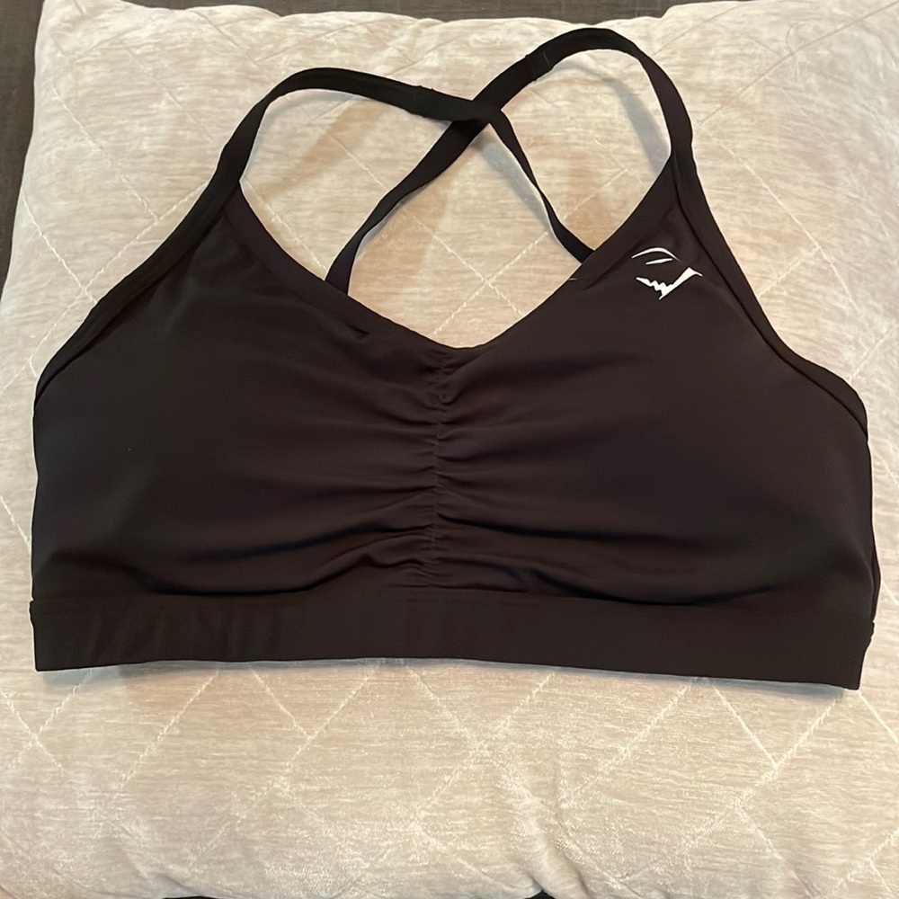 Gymshark black ruched sports bra